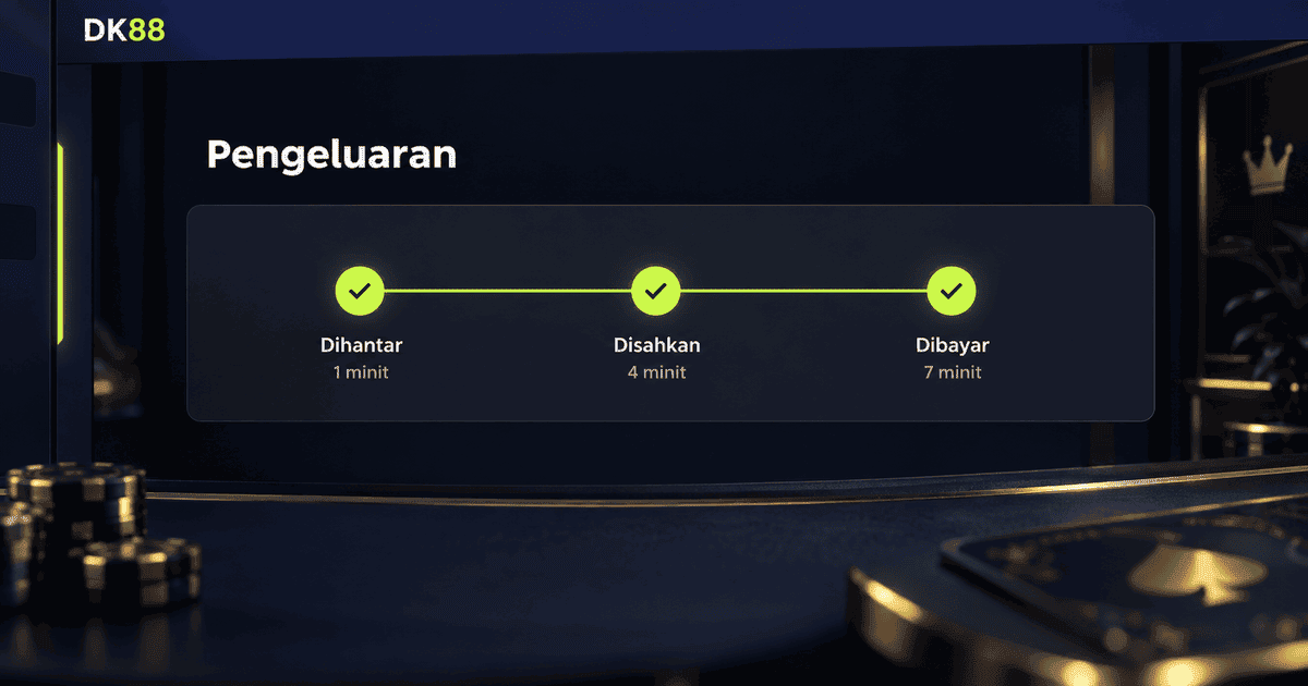 Skrin permintaan pengeluaran DK88 Malaysia dengan status pembayaran