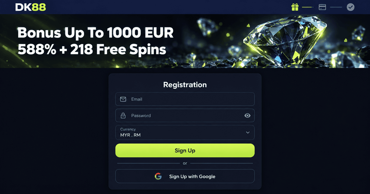 DK88 Malaysia registration form with +60 phone prefix and MYR currency